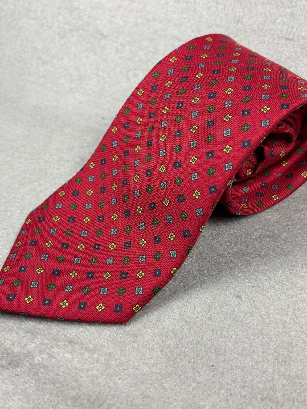 E. Marinella Napoli Red Geometric 100% Silk Italian Tie